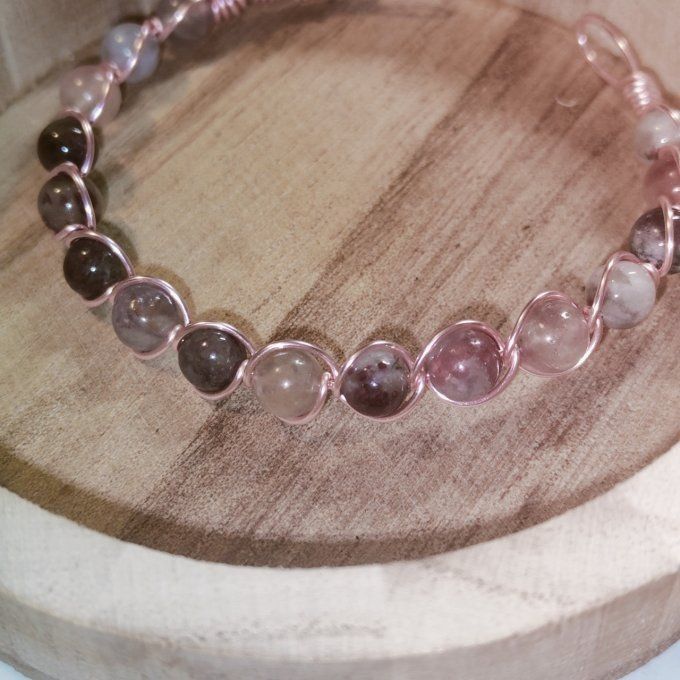 Bracelet rubellite ( Tourmaline rose ) - 6 mm