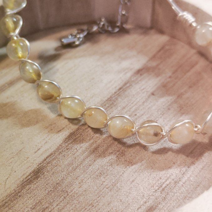 Bracelet quartz rutile  - 6mm