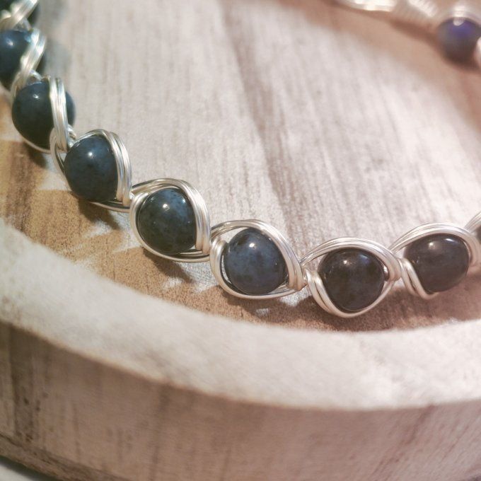 Bracelet Dumortierite -Quartz bleu - 6mm