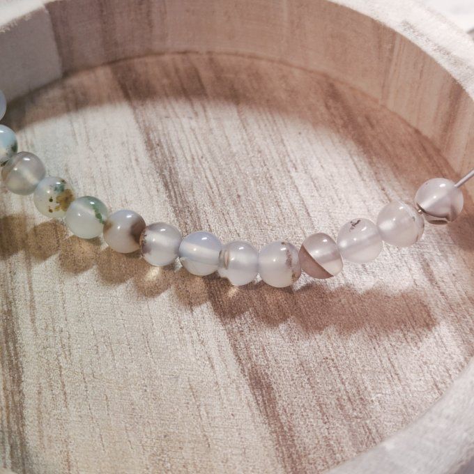 Bracelet agate Blanche -6mm