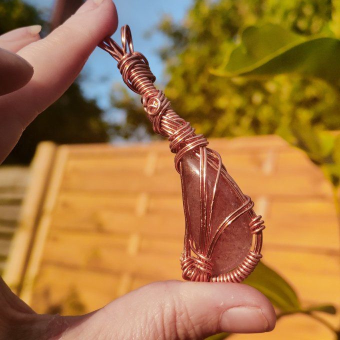 Amulette quartz Hématoïde Fraise -