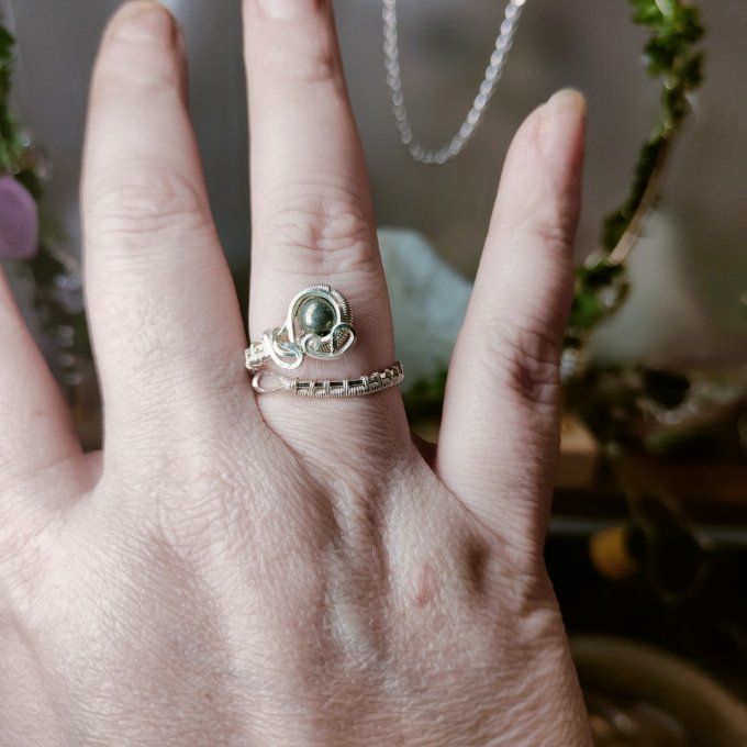 Bague perle pyrite 