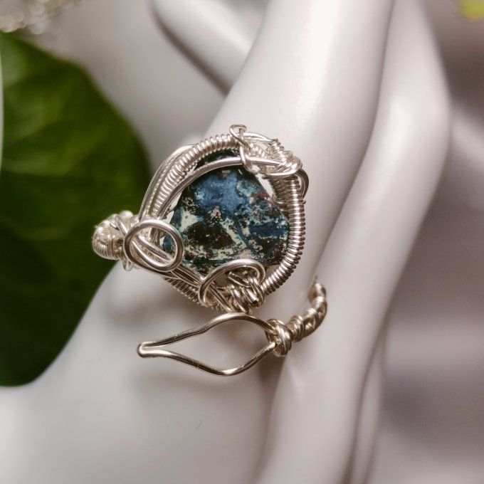 Bague Azurite chrysocolle-ajustable 