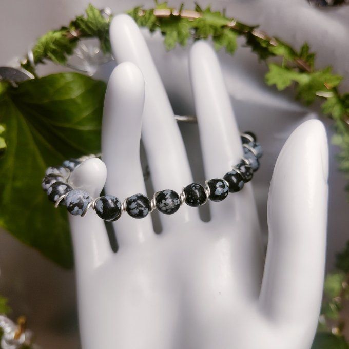 Obsidienne neige  - 6mm Bracelet 