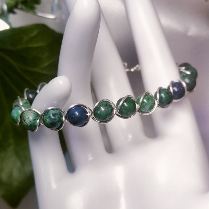 Bracelet azurite malachite 6 mm 