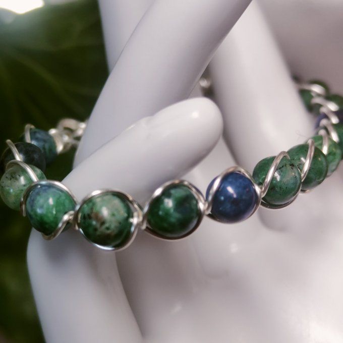 Bracelet azurite malachite 6 mm 