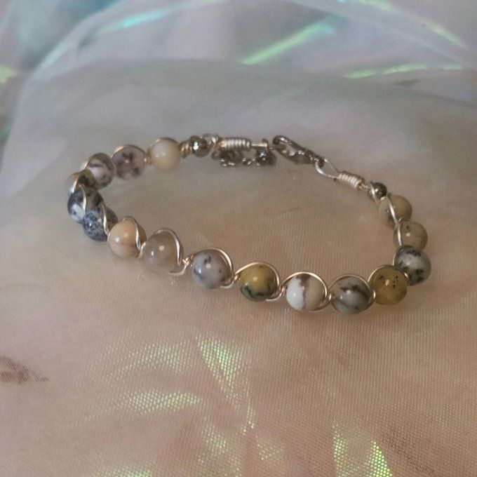 Bracelet Opale dendritique /merlinite  6mm