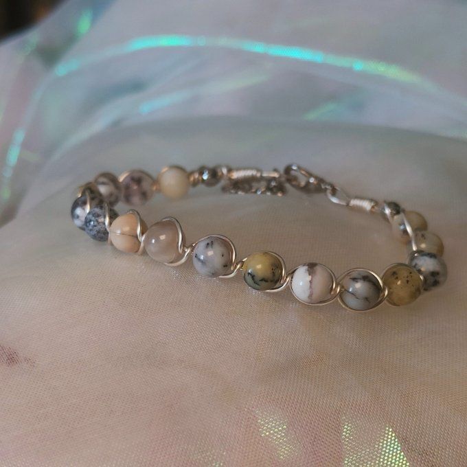Bracelet Opale dendritique /merlinite  6mm