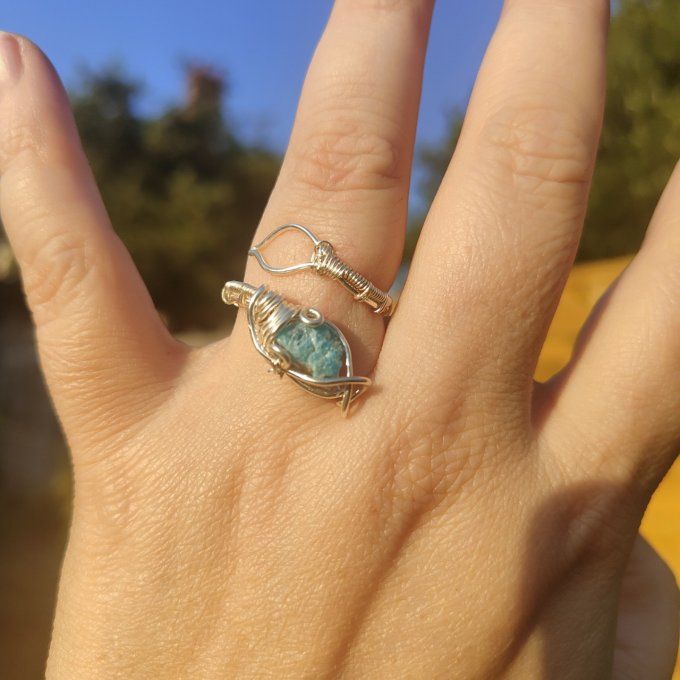 Bague apatite bleu 