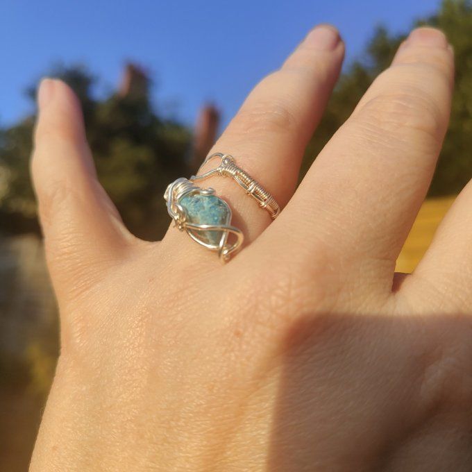 Bague apatite bleu 