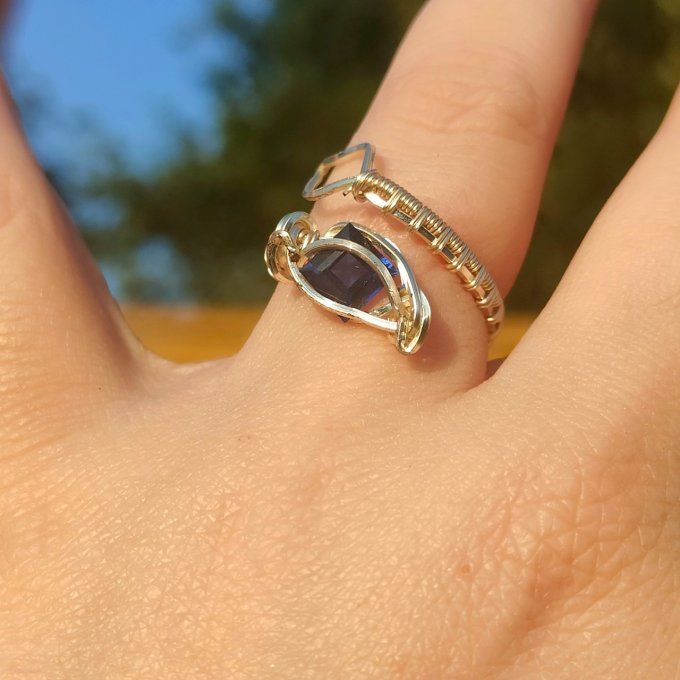 Bague spinelle Bleu Ajustable