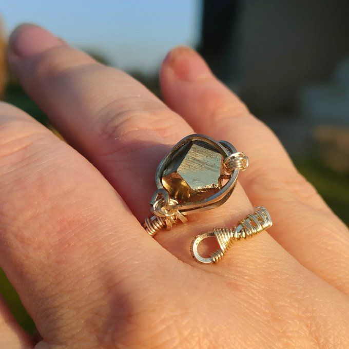 Bague pyrite -ajustable