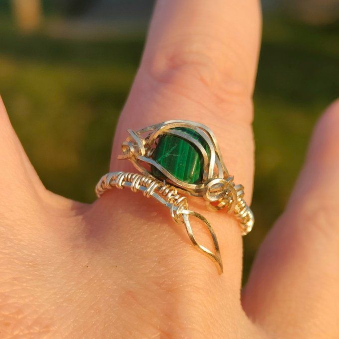 Bague malachite ajustable