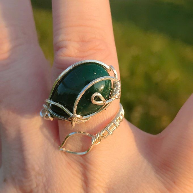 Bague Onyx verte -ajustable