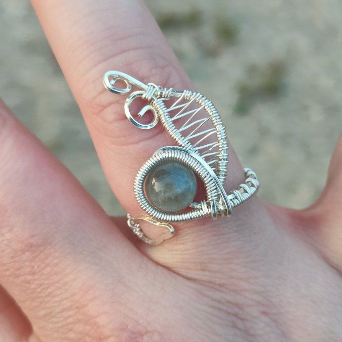 Bague labradorite ajustable 