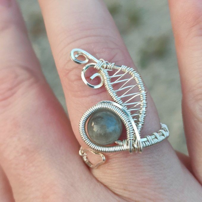 Bague labradorite ajustable 