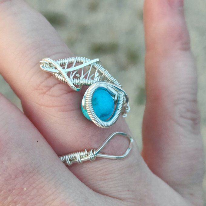 Bague ajustable Perle Hemimorphite 