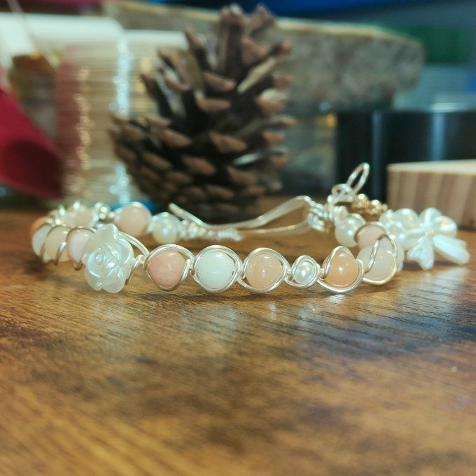 Bracelet aventurine rose-6mm