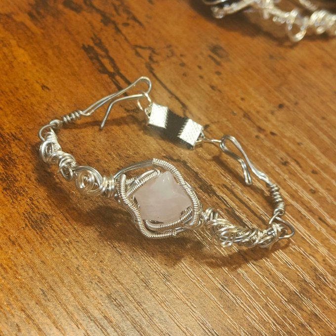 Charms Quartz rose étoile ( bracelet/collier Diadème )