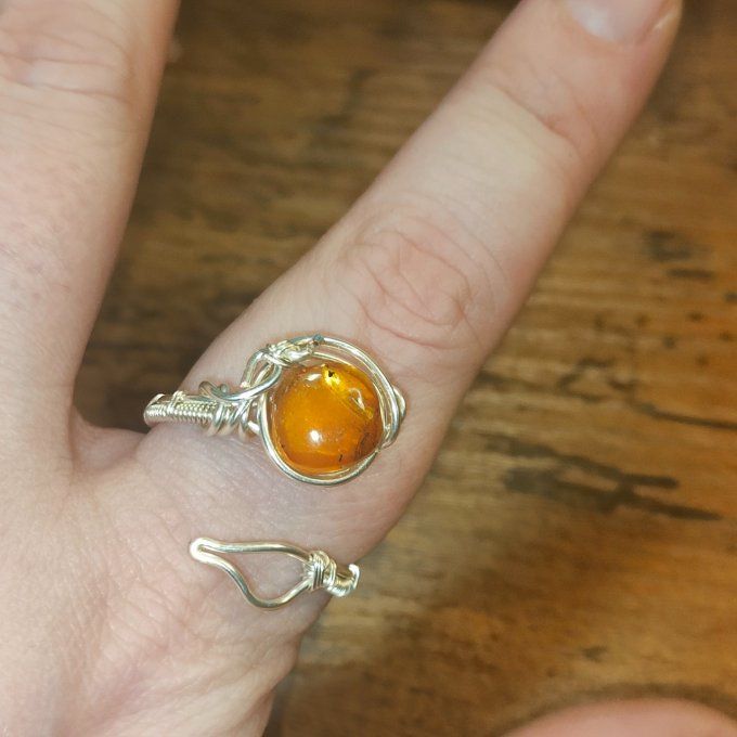 Bague Ambre ajustable 