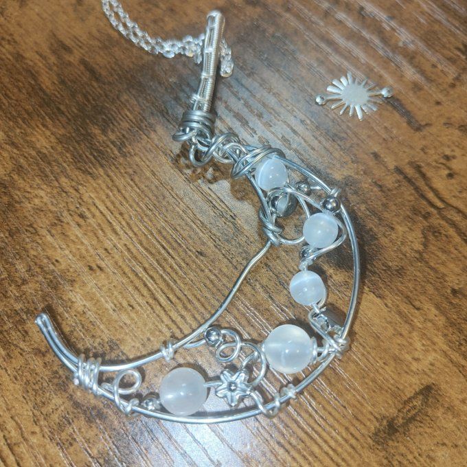 Collier Lune de Séléné - selenite 