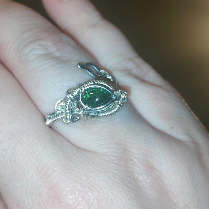 Bague tourmaline verte- Verdelite -ajustable