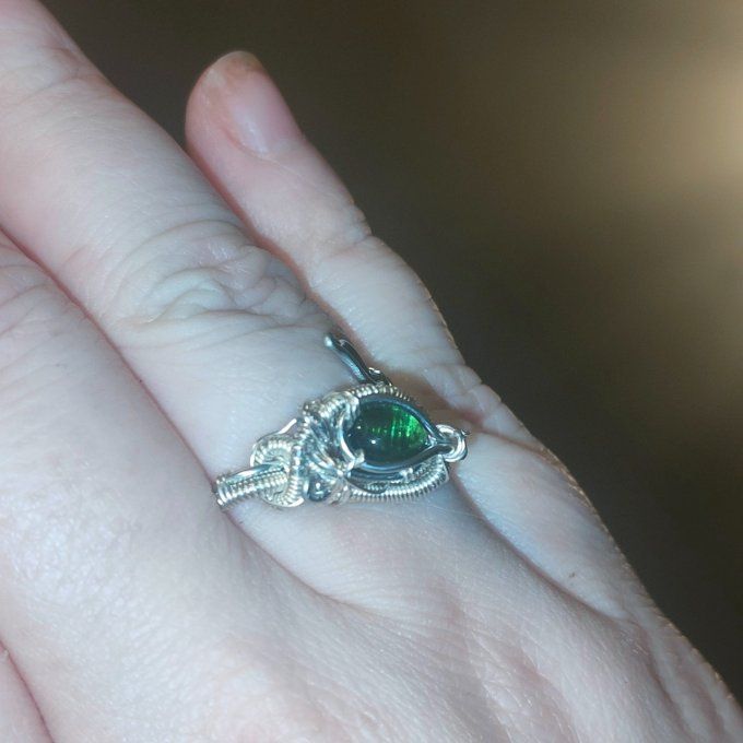 Bague tourmaline verte- Verdelite -ajustable