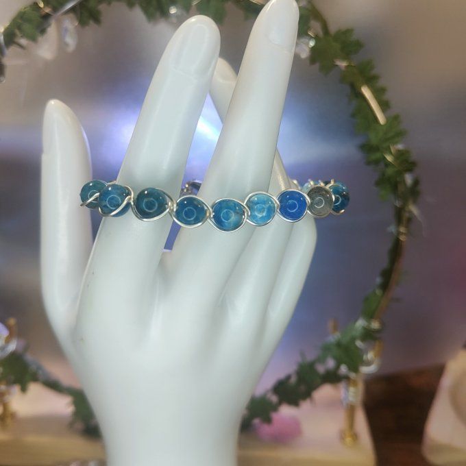 Apatite Bleu  - 6 ou 8 mm Bracelet 