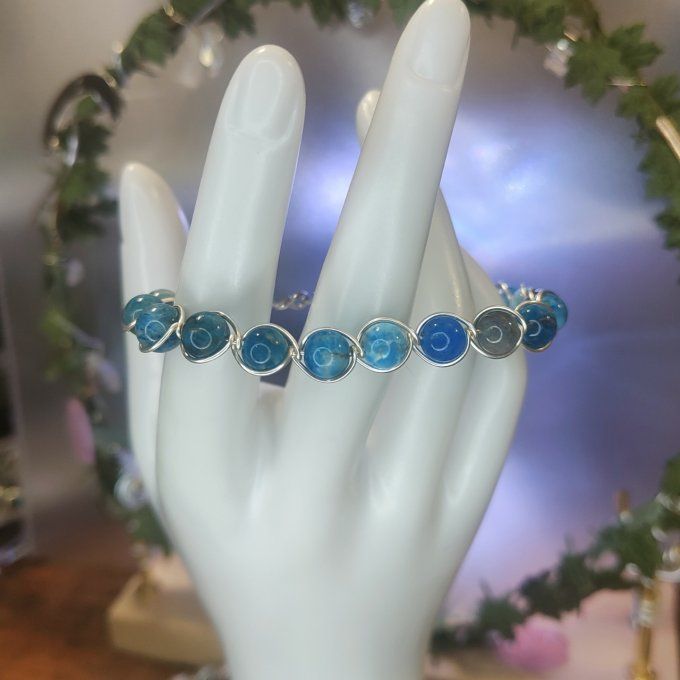 Apatite Bleu  - 6 ou 8 mm Bracelet 