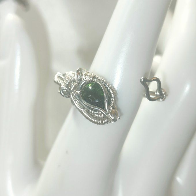 Bague tourmaline verte- Verdelite -ajustable