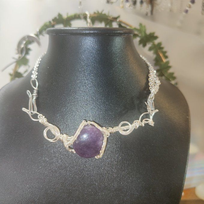 Charms  Lepidolite :collier /diadème - bracelet 