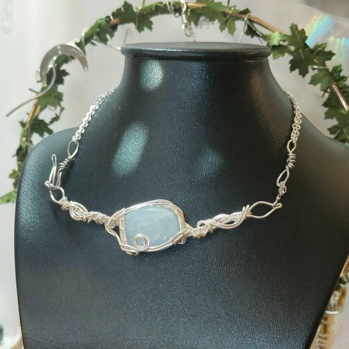 :Charms calcite bleu collier /diadème - bracelet 