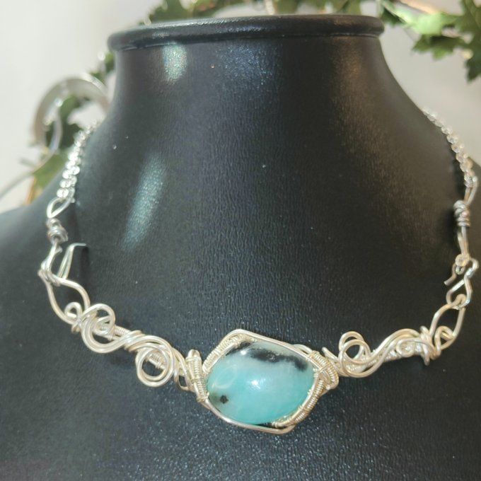 Collier Charms Hemimorphite :pierre des procrastinateurs