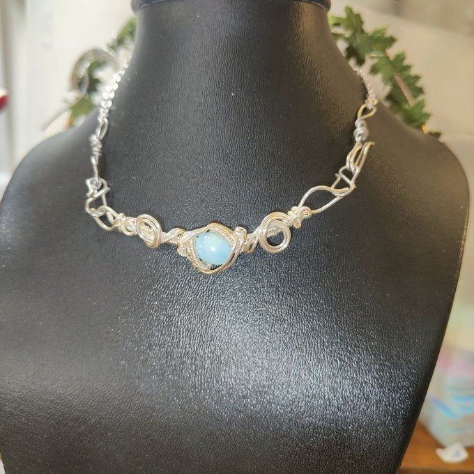 Parure Charms  Larimar :collier /diadème - bracelet 