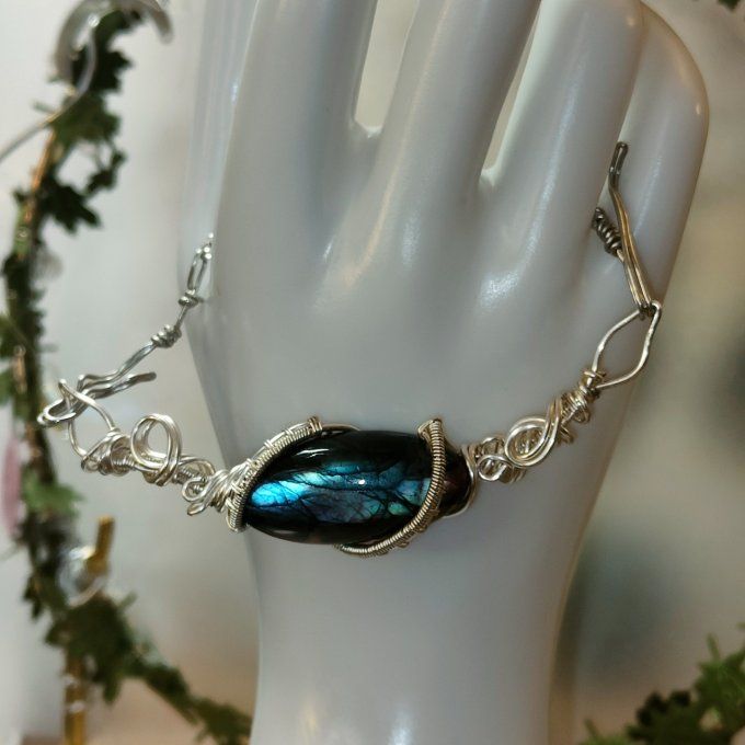 Charms  Labradorite bleu :collier /diadème - bracelet 