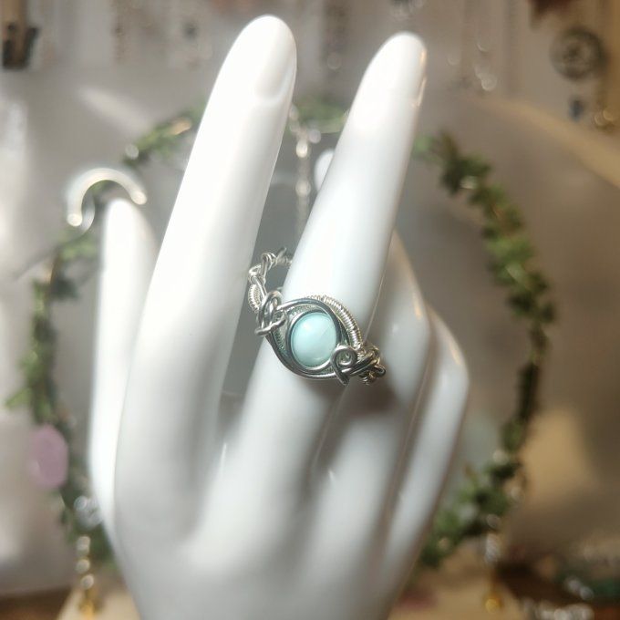 Bague Larimar Courrone Ajustable