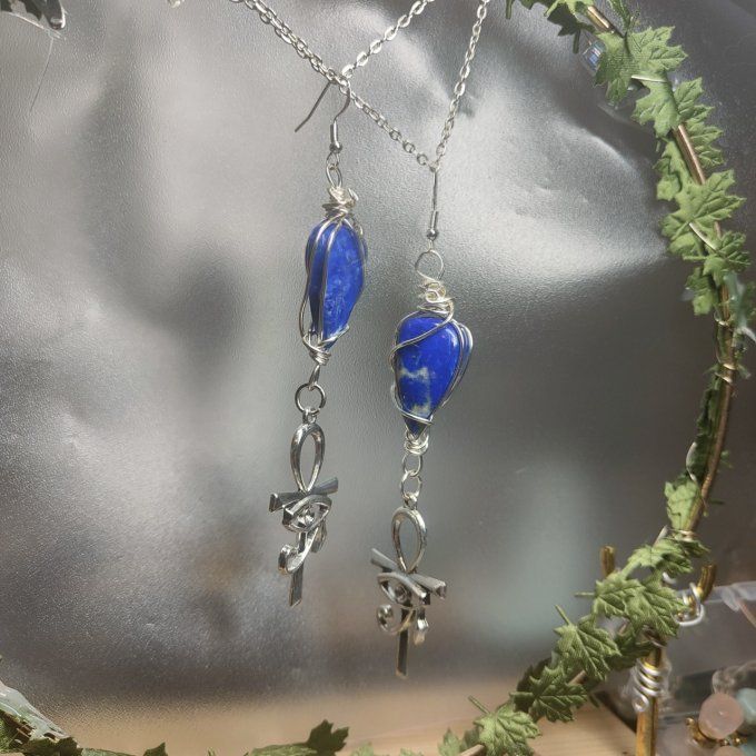 Boucles Isis : lapis lazuli (nouvelle paire)