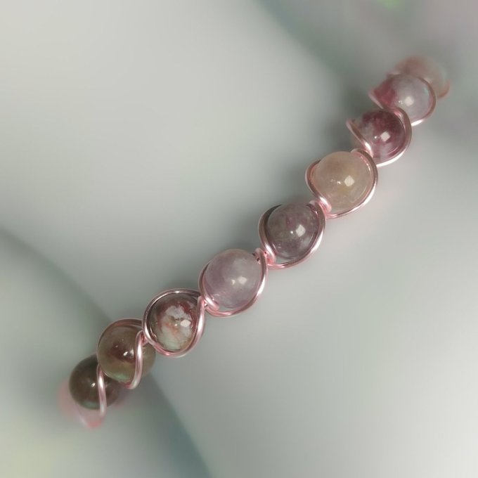 Bracelet rubellite ( Tourmaline rose ) - 6 mm