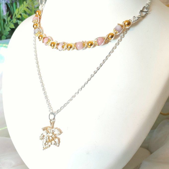 Collier perles Opale Rose 