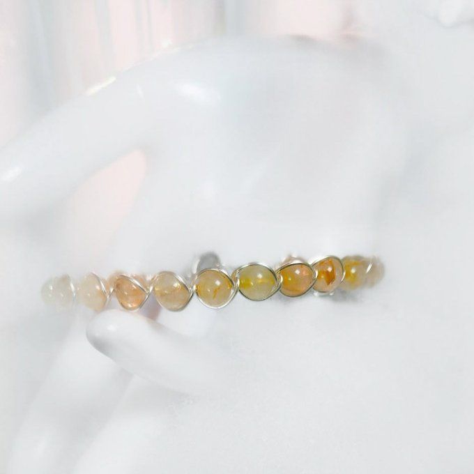 Bracelet quartz rutile  - 6mm