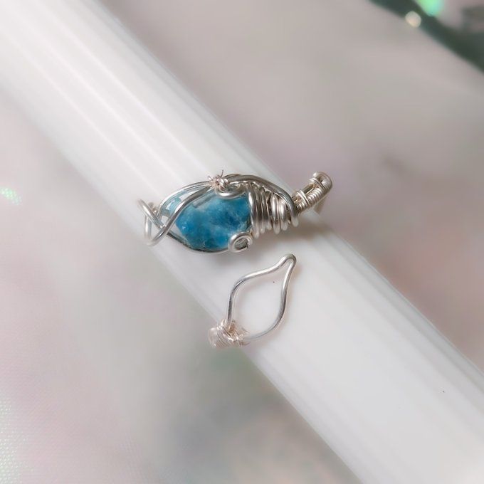 Bague apatite bleu 