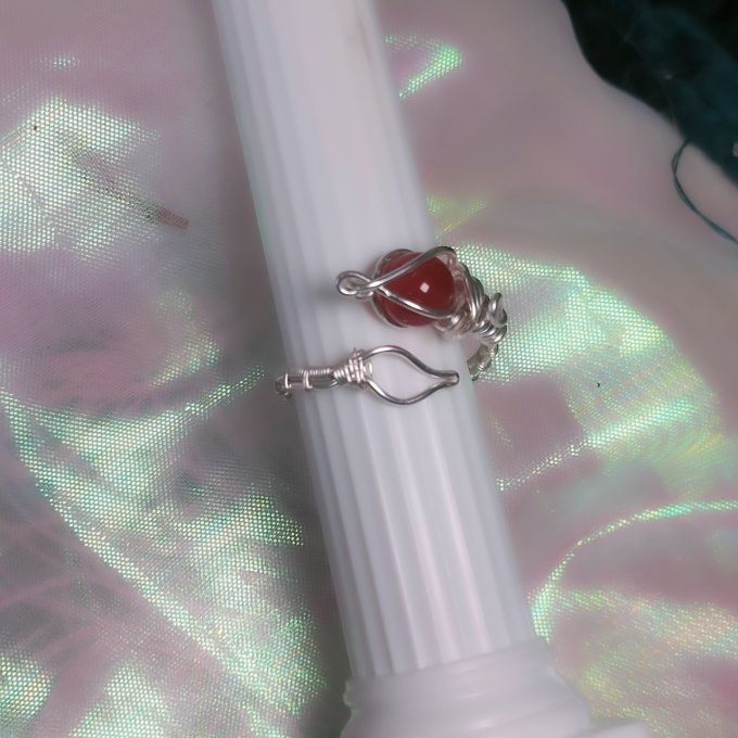 Bague perle cornaline 